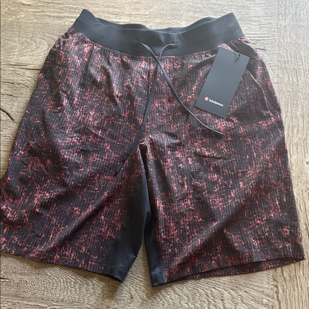 Lululemon Black and Red Patterned Shorts